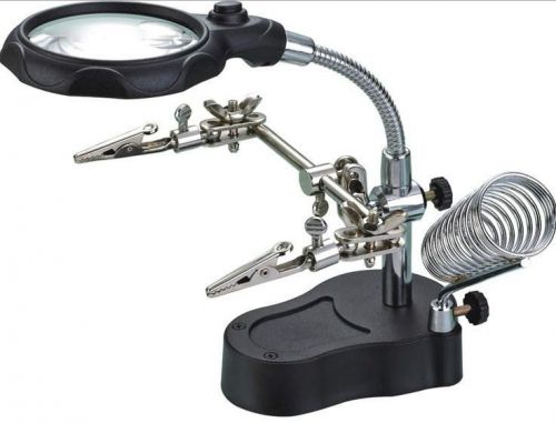 Led magnifying glass magnifier soldering iron/station stand helping hand clip for sale