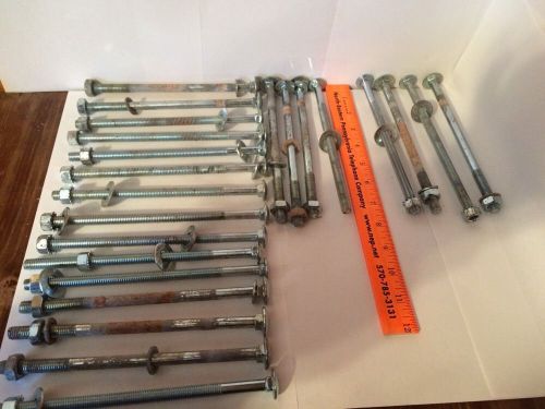 23 Carriage Bolt Lot: 7 1/2&#034; Some New With Bolts And Washers