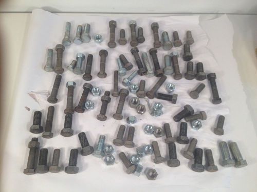 15/16&#034; 1 1/18 hex head bolts nuts large lot of 90 pcs 5/8 3/4 diameter 3&#034; 2.5 l for sale