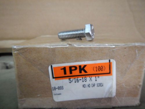 5/16 -18 x 1 18-8ss stainless steel hex head cap bolts full thread 100 qty