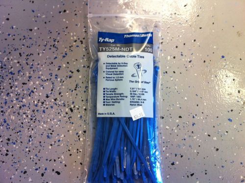 THOMAS&amp;BETTS TY-RAP TY525M-NDT 7.31&#034; 50LB BLUE STEEL TOOTH CABLE TIES - 100PK