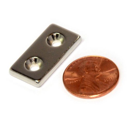 Cms magnetics® neodymium magnets n42 1 x1/2 x1/8&#034; w/ 2 countersunk holes 100 pc for sale