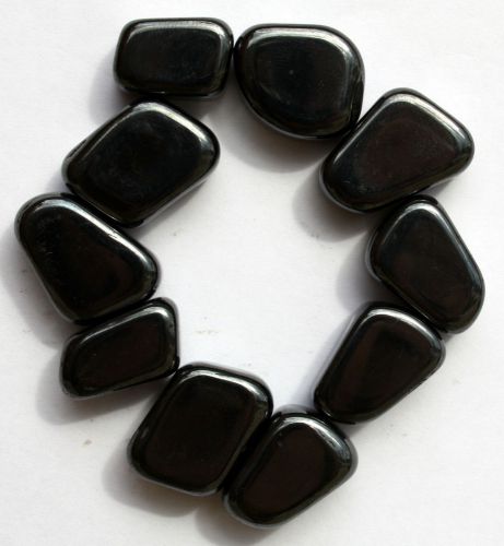 10 pieces Black shiny STONE MAGNETS for hobby or art projects
