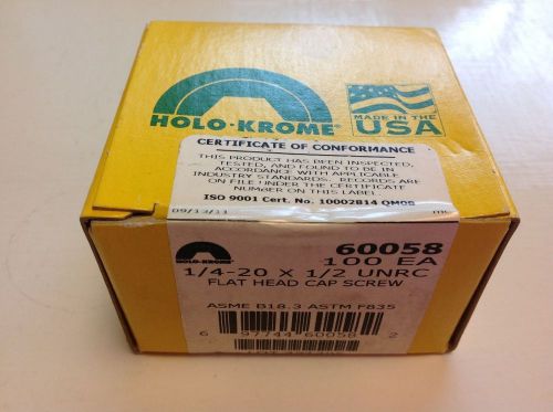 Holo-Krome 1/4-20 X 1/2 UNRC Flat Head Cap Screw 100 each box Black