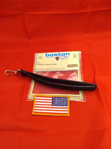 New boston leather firefighter glove strap with free patch fire rescue ems for sale