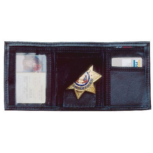 Desantis A53BJZZZ0 Black A53 Leather Trifold Badge ID Wallet 3 1 2&#034; x 5&#034;