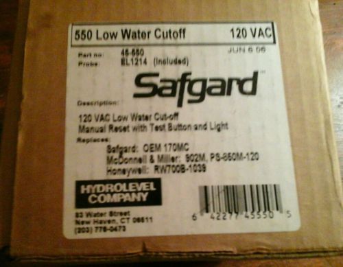 Safgard 550 Low Water Cutoff,45-550,EL1214,120V,Hydrolevel Co,Boiler.,New