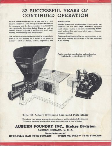 1950s ? Auburn Foundry Inc. coal Stoker Brochure Auburn Indiana