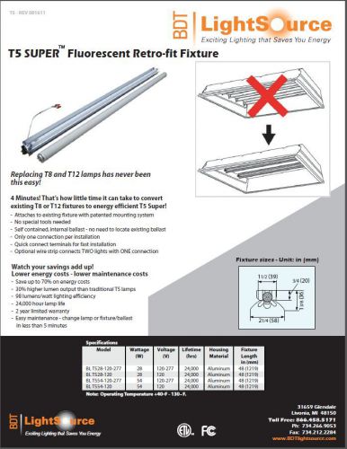 T5 super retro-fit 120v fluorescent fixture for sale