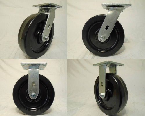 8&#034; x 2&#034; swivel casters phenolic wheel (2) matching rigid (2) 1400lb ea tool box for sale