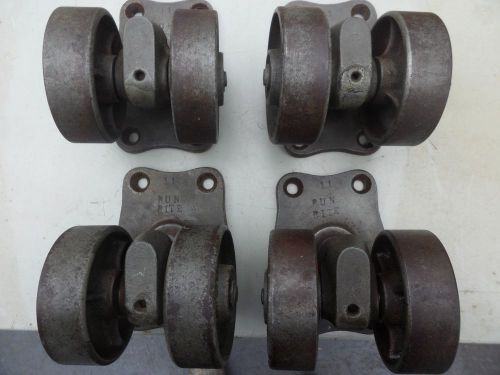 Vintage four heavy duty casters - industrial age - marked 11 runrite - plus for sale