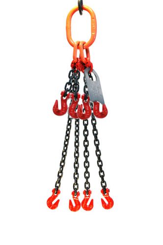 1/2&#034; 10 Foot Grade 80 QOGa Quad Leg Lifting Chain Sling - Grab Hook Adjuster
