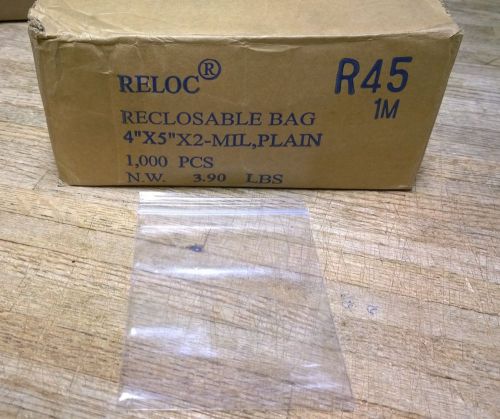 1000 Reclosable Bag Zip Lock 4&#034;X5&#034; - 2 Mil Plain Clear R45