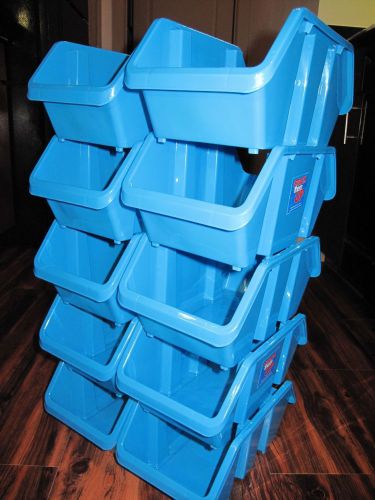 20-PACK! Blue STORAGE BINS Double Sided Plastic Stackable Stacking Drawers Shelf