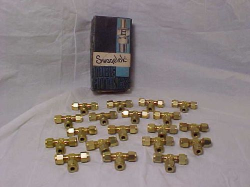 Brass swagelok tube fitting 1/4 3 ports union tee  lot 19 crawford fitting nos for sale