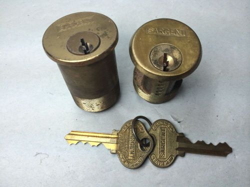 Sargent set of two cylinders, brass finish, unknown keyway 1 had 2 keys,1 no key for sale