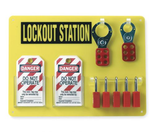 Brady, 51181, lockout station, filled, 4 padlocks, 2 steel jaws, 12 tags, /hh1/ for sale