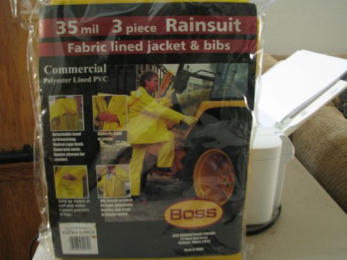 Boss 3 Piece Rainsuit - Fabric lined Jacket &amp; Bibs - XL