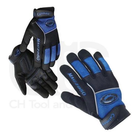 Caiman Synthetic Leather, Black/Blue Mechanics Glove (Large) 2950