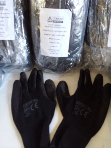 12 ) Pairs Cordova Polyurethane / Polyester Glove in Black -  X-LARGE