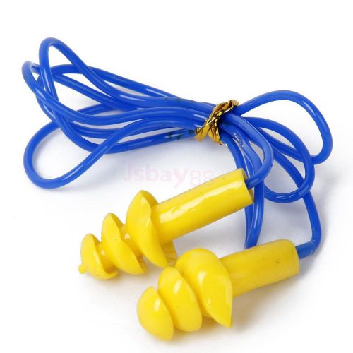 1 pair 24db soft silicone gel tri-flange plug hearing protection muff with cord for sale