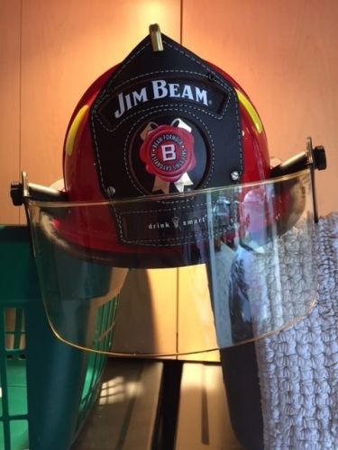Firemans helmet cairns: red 1010 traditional fiberglass helmet (jim beam front) for sale