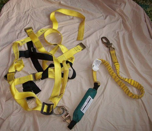 French creek model 500 xl safety harness &amp; msa rose lanyard &amp; dynabrake 310lb 6&#039; for sale