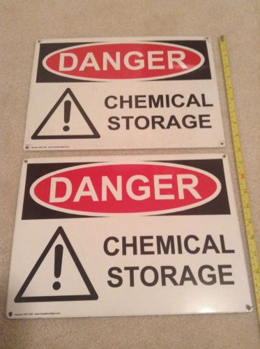 lot of 2 Danger signs, Chemical Storage, 14 x 10&#034; plastic lam sign