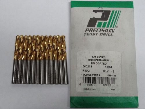 12 new ptd 13/64&#034; r40g screw machine hs 118° precision stub tin twist drills us for sale