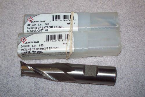 2 UN-USED IN TUBE  CLEVELAND 3/4&#034;  SINGLE END  2 FLUTE END MILLS