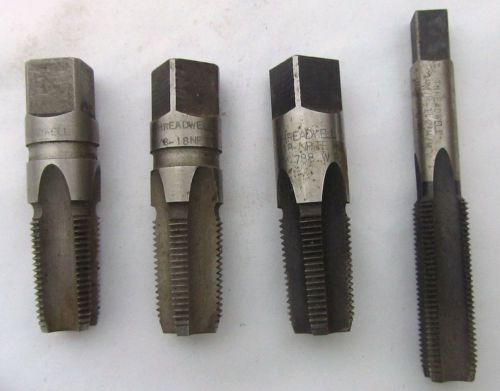Lot of 4 Machinist Pipe Taps Threadwell USA - 3/8 NPTF (3) &amp; 14 M/M - 1.25 M/M