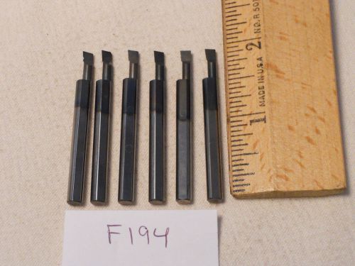 6 USED SOLID CARBIDE BORING BARS. 3/16&#034; SHANK. MICRO 100 STYLE. B-140400 (F194}