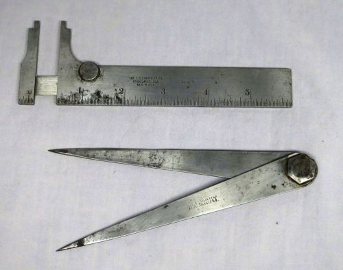 Vintage starrett pocket slide caliper 425, 0-5&#034; w/ compass caliper - made in usa for sale