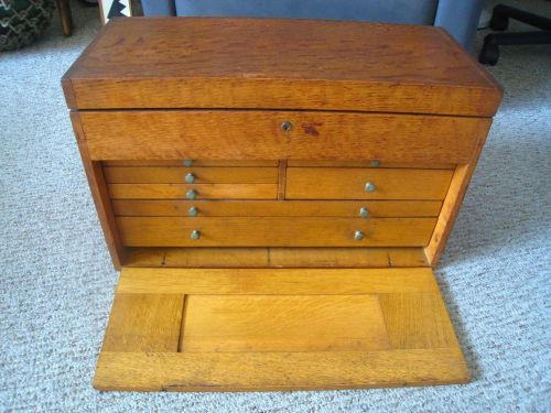 Very nice vintage oak machinist tool chest / box drawers for jewelry or smalls for sale