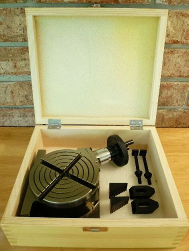 Shop fox 4&#034; rotary table + clamp set in wooden box (for machining) new #m1076 for sale