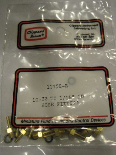 20 bags Brass Hose fittings 10-32 to 1/16&#034; ID   Clippard Minimatic, 11752-2