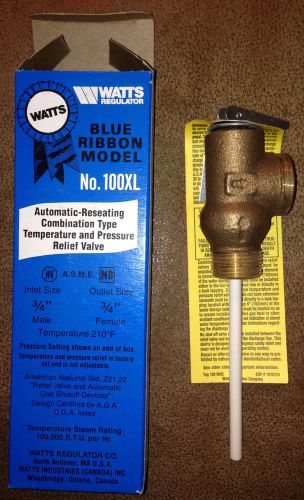 NIB WATTS 100XL Temperature &amp; Pressure Relief Valve 3/4&#034;  Set 150 lbs PSI