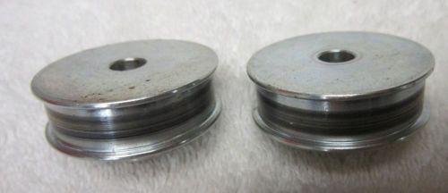(2) 1 1/2&#034; STEEL DRIVE FLAT BELT PULLEYS- 3/8&#034; WIDE WITH A 5/16&#034; CENTER