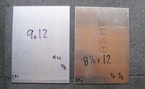 Lot 5F ,2 Pcs Aluminum Plate 1/8 all 12&#034; Long Sht T6 &amp; H32 .125 1/8” Thk T6 6061