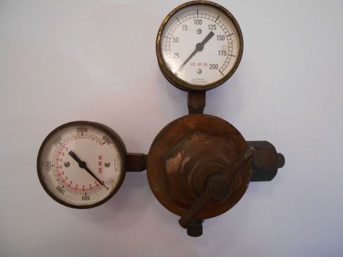Vintage superior oxygen acetylene welding regulator, brass with jp marsh gauges for sale