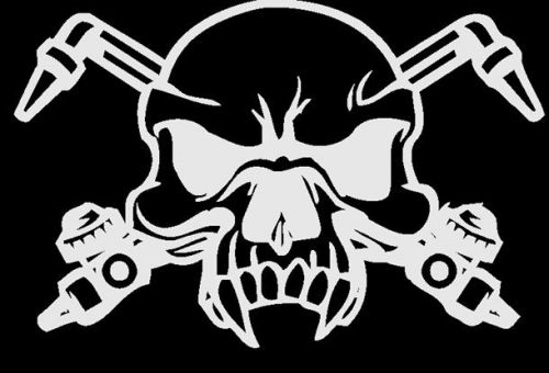 Skull with torches welding decal welder sticker for sale