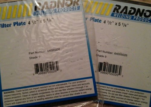 Lot of 2 Radnor Shade 9 Heat Treated Filter Plates 4 1/2&#034; x 5 1/4&#034;