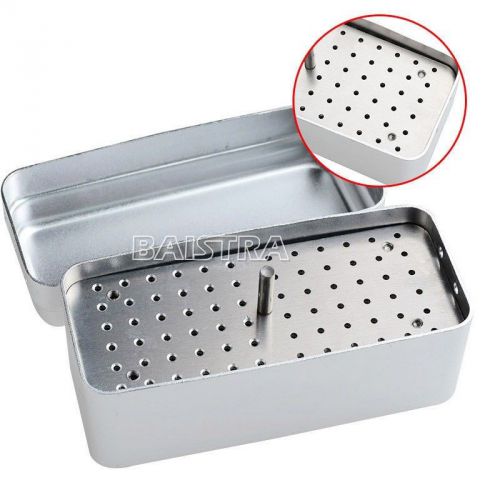 1 PC 72 holes autoclave Bur Disinfection Box Case two uses silver #B002