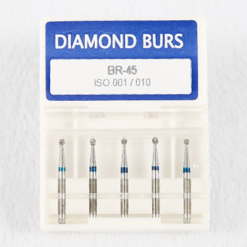 1 Pack Dental Diamond Burs FG Ball Round 1.6mm BR-45 for High Speed Handpiece