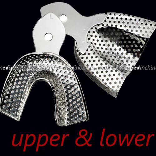 1 set/2pcs dental full stainless steel impression tray perforated new 2014! for sale