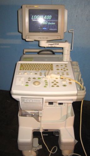 GE Logiq 400 ultrasound system with abdominal probe, printer, guaranteed