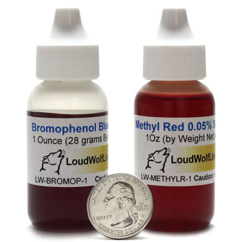 Ph indicator pack / bromophenol blue (0.1%) + methyl red (0.05%) / 1 oz each for sale