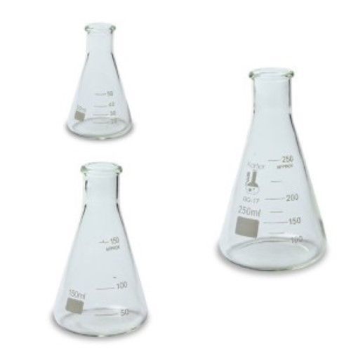 Glass Erlenmeyer Flask Set - 3 Sizes - 50, 150 and 250ml