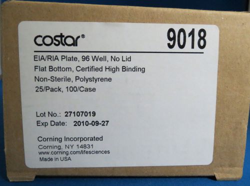 Pack of 25 Costar 96-Well EIA/RIA Plates Clear Flat Bottom # 9018  High Binding