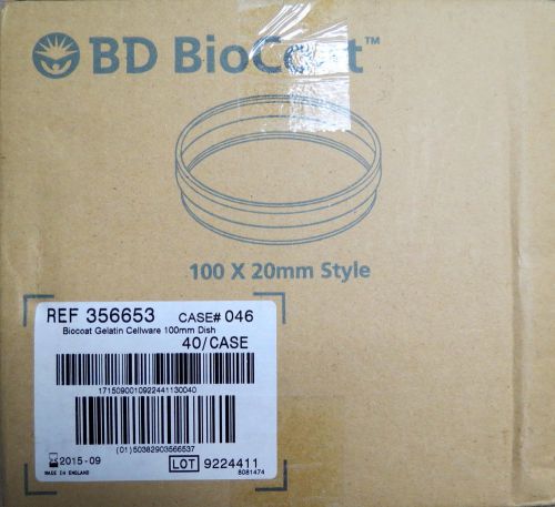 BD BioCoat Gelatin Cellware 100mm Culture Dishes # 356653 Qty 40